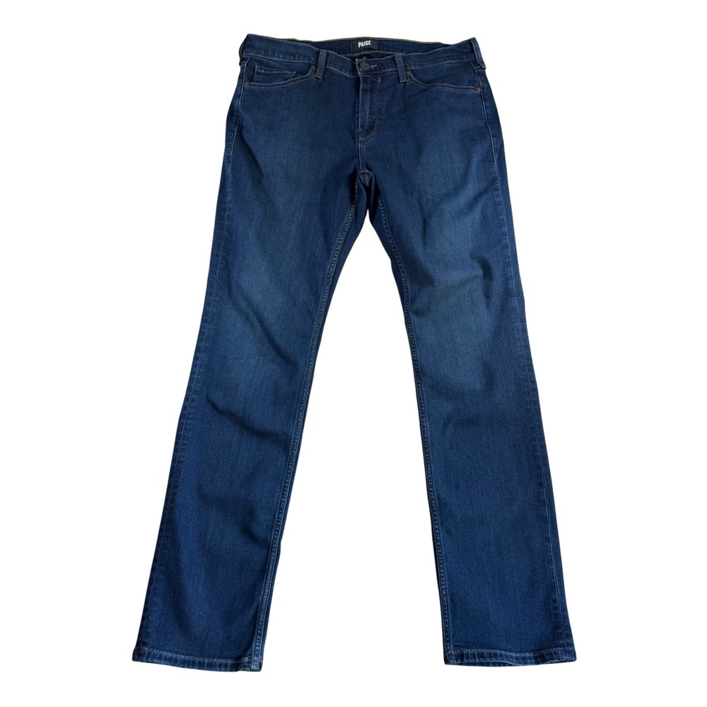 Paige Federal Slim Straight Jeans Mens 35 Dark Indigo Blue Transcend Denim‎